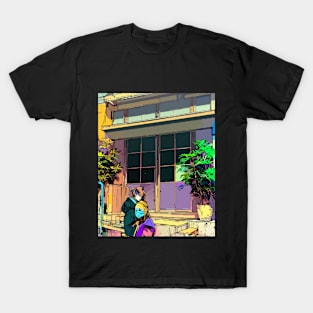 Funky colorful industrial building graphic design T-Shirt